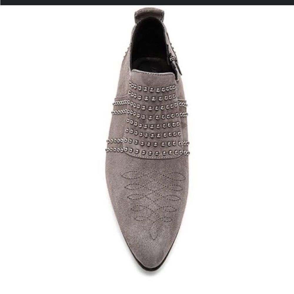 Annie Bing Low Charlie Gray Studded Suede Ankle Booties
